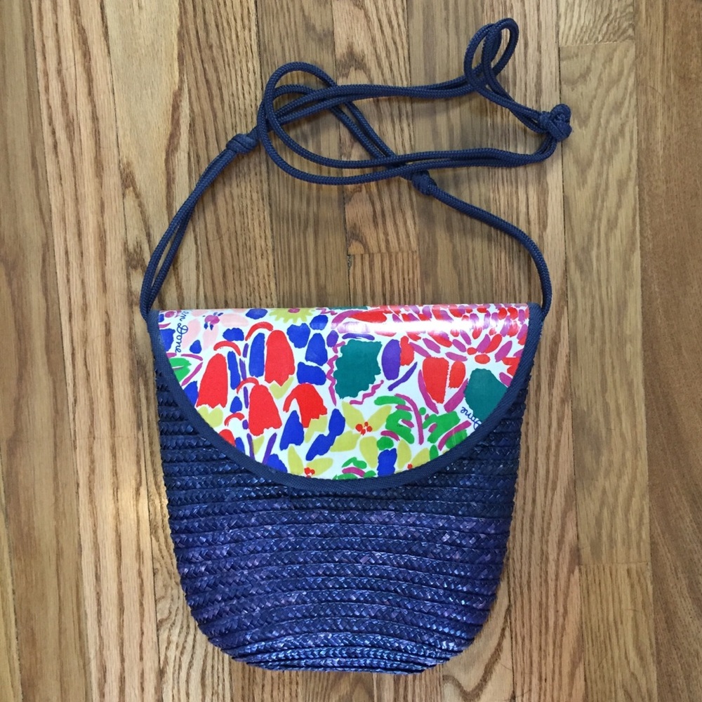 Vtg Ken Done Straw Crossbody